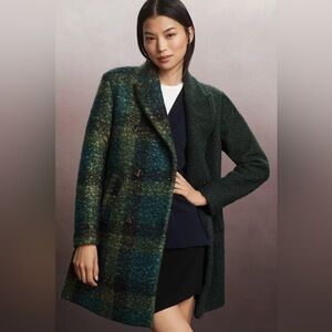 Anthro NVLT FLAT BOUCLÉ MIXED MEDIA COAT Style No.  4133910370049 Green XS